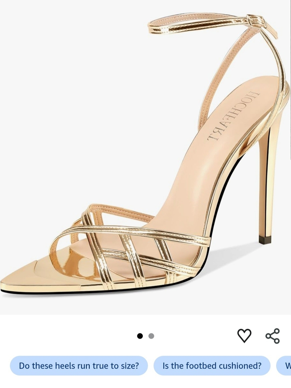 High Shine Gold Stiletto Sandals with Ankle Strap